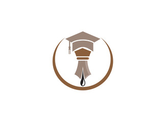 graduation hat nd nib logo design illustration