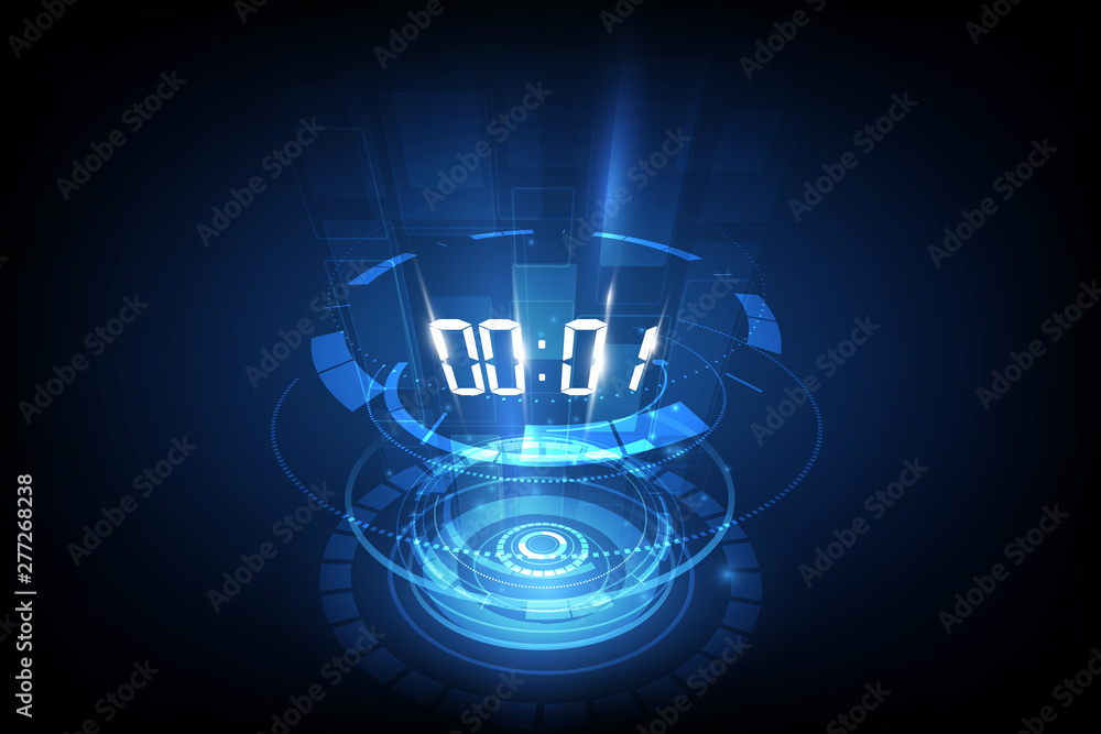 Wall mural Abstract Futuristic Technology Background with Digital number timer concept and countdown, vector transparent