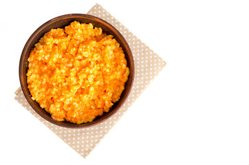 Dish of pumpkin and rice cereals, diet porridge. 