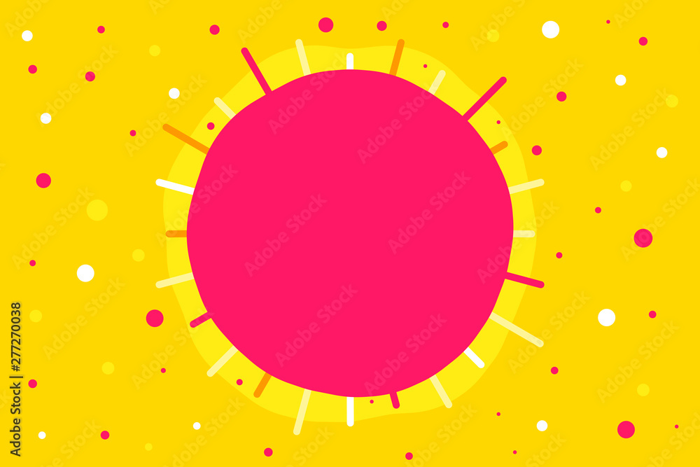Poster abstract seamless yellow pattern with circle multi colored dots. space for text.