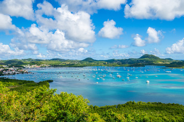 Fototapeta na wymiar Martinique panorama of Le Marin bay