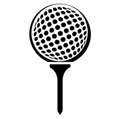 Golf Ball on Tee Vector Graphic Illustration Icon - obrazy, fototapety, plakaty
