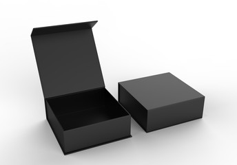 White blank hard cardboard box for branding presentation and mock up template, 3d illustration.