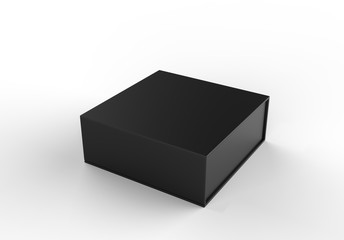 White blank hard cardboard box for branding presentation and mock up template, 3d illustration.