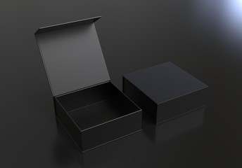 White blank hard cardboard box for branding presentation and mock up template, 3d illustration.