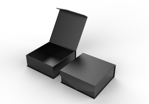 White blank hard cardboard box for branding presentation and mock up template, 3d illustration.
