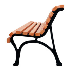 city bench, side view, isolated on white background, elements for landscape locations.