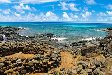 Fototapeta na wymiar Blue ocean and rocks - Easter Island