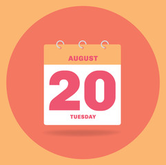 Fototapeta na wymiar Day calendar with date August 20.
