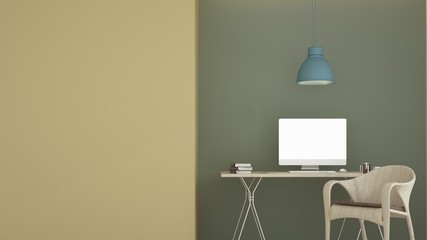 	 The interior minimal relax space room in condominium and background decoration furniture -3D Rendering	