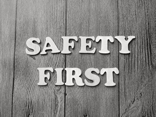 Safety First Words Typography Concept