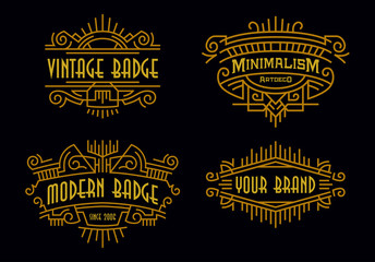 Art Deco Badges Modern Minimalism Line Art Ornament Frame Decorative Graphic Design Element
