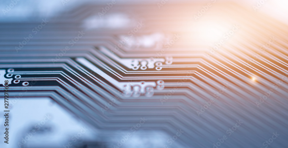 Poster close up pcb circuit board digital technology communication data system