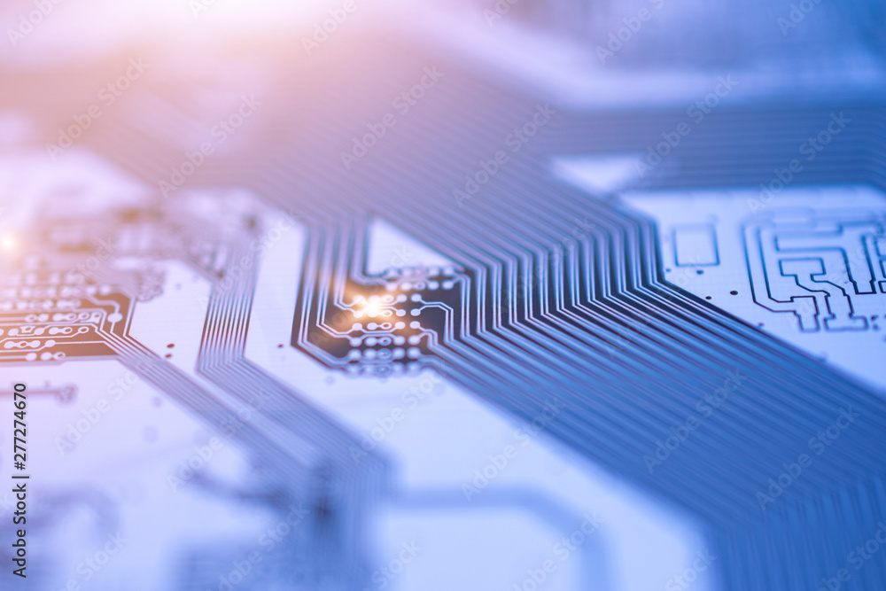 Poster close up pcb circuit board digital technology communication data system