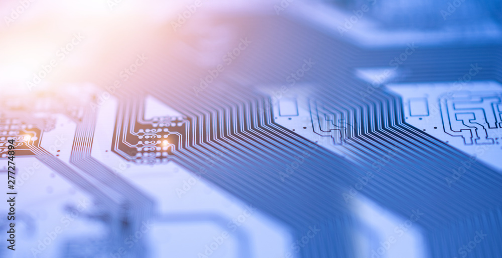 Poster close up pcb circuit board digital technology communication data system