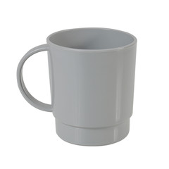 gray plastic cup isolated on white background