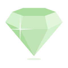 Green Diamond flat design. Green gem.
