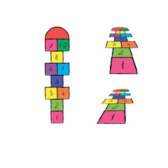 Bright hopscotch template. illustration. hopscotch on the coloured background