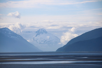 Lake, Mountain and Snowcapped Peaks in Alaska