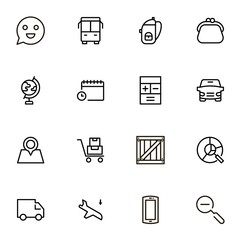 Global delivery line icon set