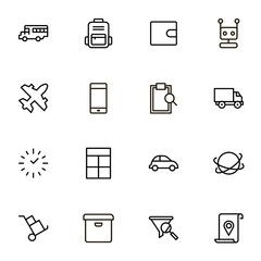 Global delivery line icon set