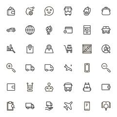 Global delivery line icon set
