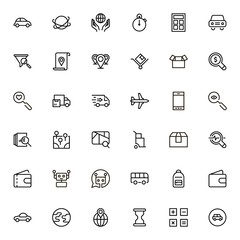 Global delivery line icon set