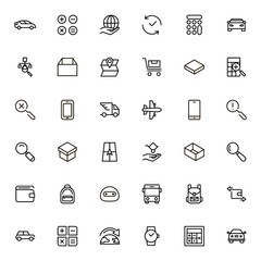 Global delivery line icon set