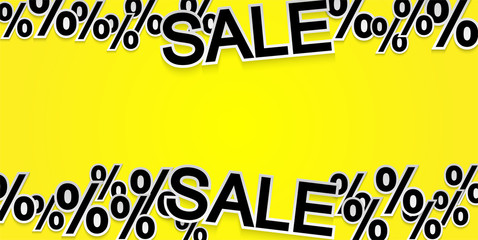 Sale background . percent and text sale paprt art on yellow background. vector.