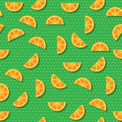 seamless pattern orange slice fruit random position polkadot background