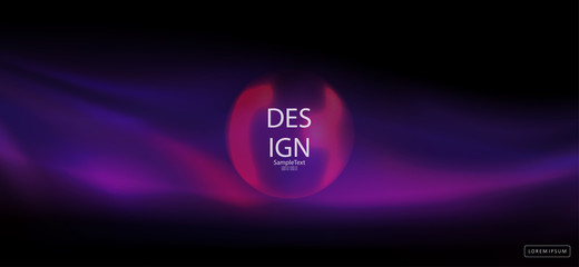 Purple dark abstract background with the silhouette of a round frame