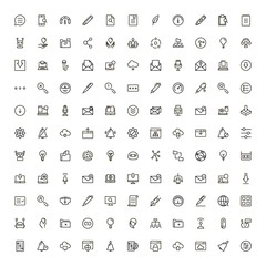Mobile communicaton line icon set
