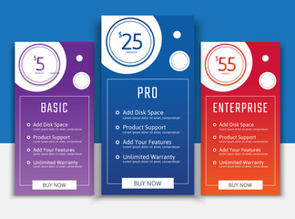 Pricing table in flat design style for your app's websites and applications.Hosting table banner.eps10 