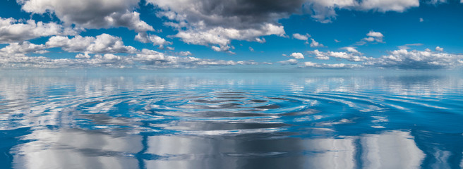 Clouds reflected on oscillations in water