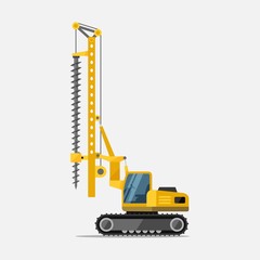 Crawler drilling rig special machines for the construction work. vector illustration