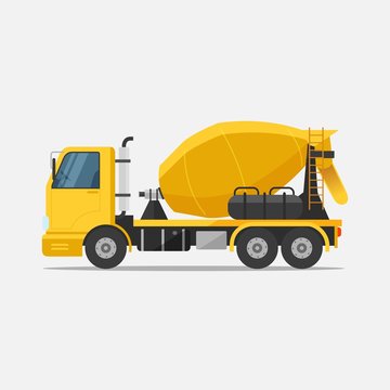 Concrete mixer truck special machines for the construction work. vector illustration