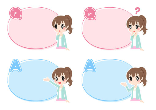 女性とQ＆Aの枠　セット
