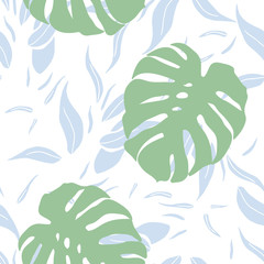 Fototapeta na wymiar Modern summer tropical leaves seamless pattern design summer wine collection