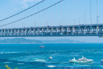 鳴門の渦潮と大鳴門橋
