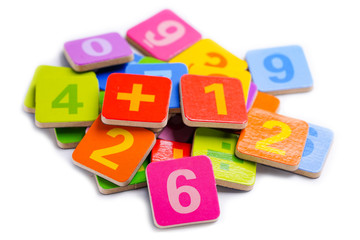 Math Number colorful on white background : Education study mathematics learning teach concept.