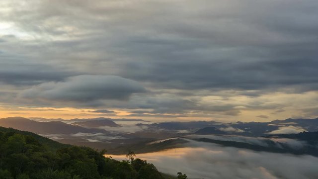 dramatic moving cloud sunset near mamut copper miner
