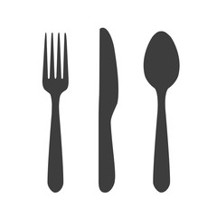 Fork knife spoon black silhouettes