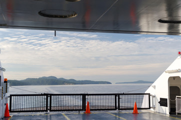 Travelling on stern of ferry  towards Tsawwassen terminal