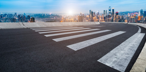 Roads and squares over cities, urban scenery