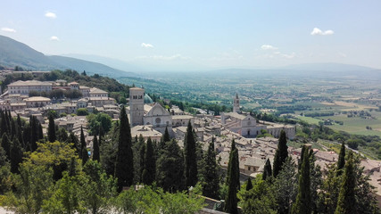 Fototapeta premium View of Assisi from the Rocca in the top of the city.