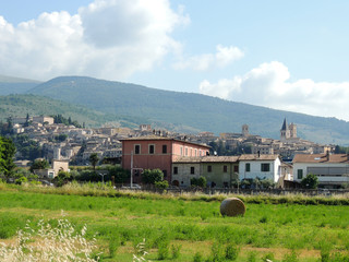 View of Spello, an Italian ancient city known as city of flowers. It is famous for 