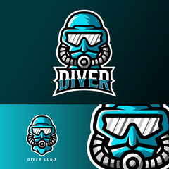 Diver sport or esport gaming mascot logo template