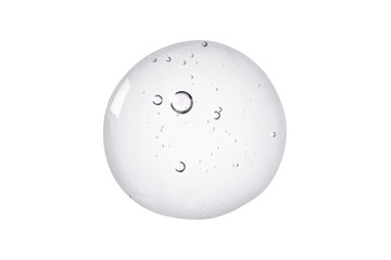 Serum texture. Clear liquid gel with bubbles swatch isolated on white background.