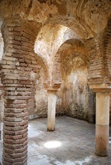 Columns inside the Arab baths, Ronda, Spain.