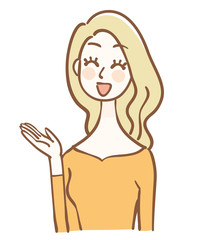 案内をする外国人女性のイラスト